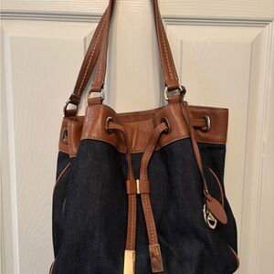 Gently used Michael Kors denim and leather bag
